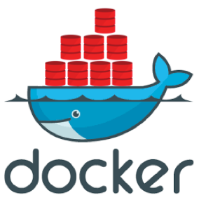 Imagem da baleia azul do Docker com várias base de dados Oracle em cima dela.
