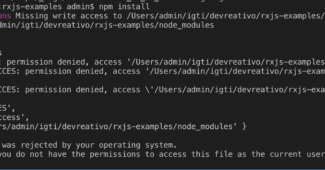 A imagem traz um erro de permissão ao instalar um pacote usando o NPM