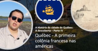 Imagem mostrando a bandeira de Québec, o Forte Cartier Roberval e o autor desse artigo, William