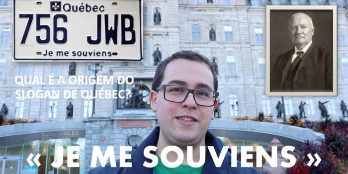 Foto com a placa de carros de Québec e o slogan "Je me souviens"
